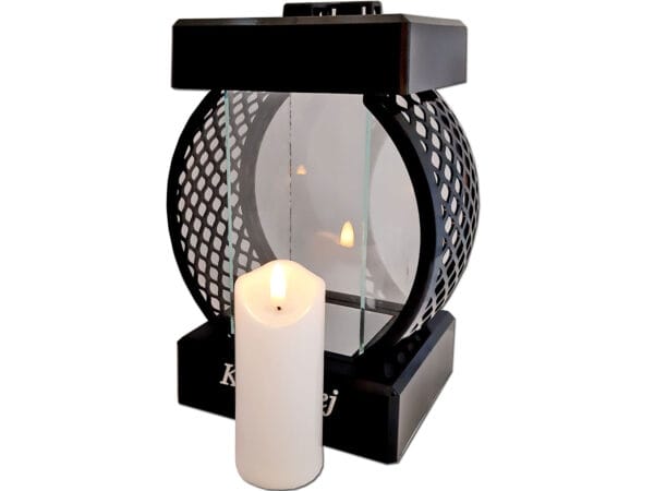 CÓRKA CÓRCE SR ZNICZ LAMPION KOŁO RTN GŁADKI CZARNY+ŚWIECA LED BIAŁA