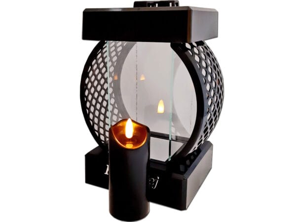 CÓRKA CÓRCE SR ZNICZ LAMPION KOŁO RTN GŁADKI CZARNY+ŚWIECA LED CZARNA