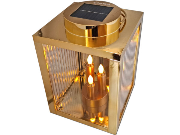 SOLAR SOLARNA LATARNIA LAMPION ZŁOTA ZE ŚWIECZNIKIEM