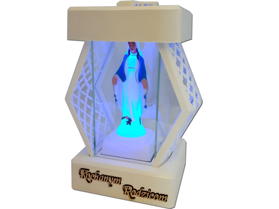 RODZICE RODZICOM ZNICZ ZNICZE LAMPION NA GRÓB DMT KARO GŁADKI BIAŁY+FIGURKA LED