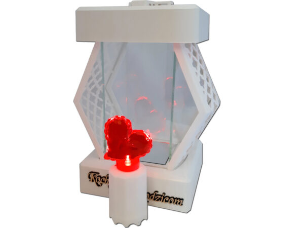 RODZICE RODZICOM ZNICZ LAMPION NA GRÓB DMT KARO GŁADKI BIAŁY+SERCE LED Z BAT