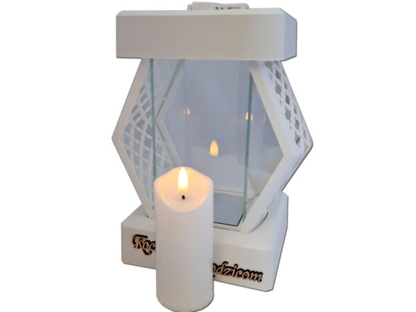 diam-bia-glad-rod-sw-b2.jpg RODZICE RODZICOM ZNICZE LAMPION NA GRÓB DMT KARO GŁADKI BIAŁY+ŚWIECA LED