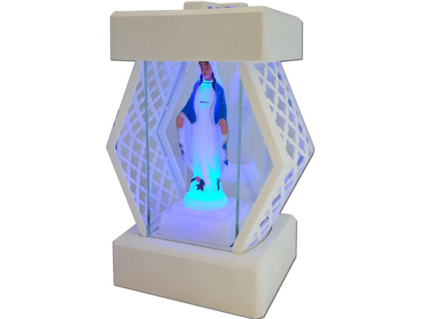 ZNICZ LAMPION LATARENKA NA GRÓB DMT KARO BIAŁY GŁADKI+FIGURKA LED