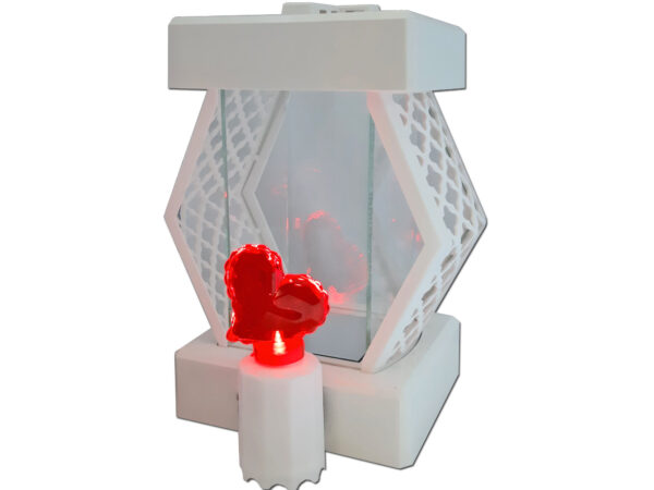 ZNICZ LAMPION LATARENKA NA GRÓB DMT KARO BIAŁY GŁADKI+SERCE LED Z BATERIAMI