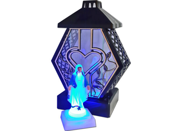 ZNICZ LAMPION NA GRÓB DMT DUŻY RTN RAMA SERCE ZŁOTO+FIGURKA LED