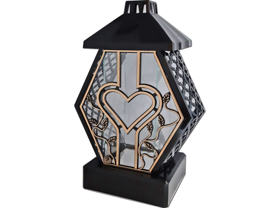 ZNICZ LAMPION NA GRÓB DMT DUŻY RTN RAMA SERCE ZŁOTO