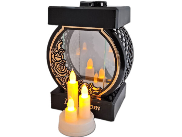 DZIADKOM DZIADKI ZNICZ LAMPION NA GRÓB KOŁO RTN RÓŻA RAMA ZŁO+ŚWIECZNIK LED