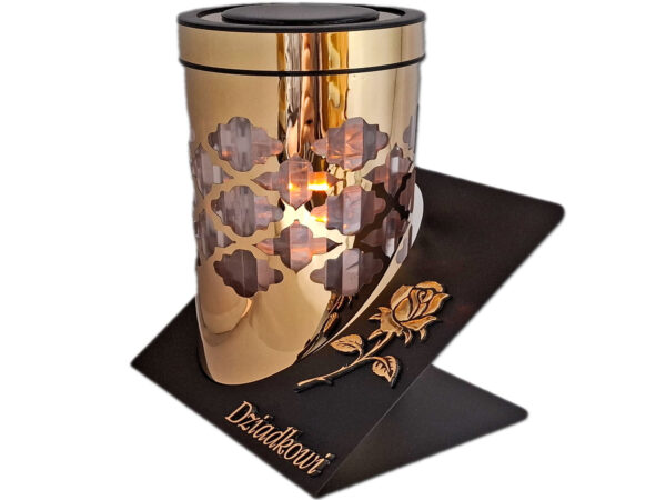 DZIADEK DZIADKOWI ZNICZ LAMPION SOLARNY SOLAR FOTOWOLTAICZNY TUBA RÓŻA ZŁOTO