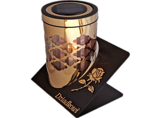 DZIADEK DZIADKOWI ZNICZ LAMPION SOLARNY SOLAR FOTOWOLTAICZNY TUBA RÓŻA ZŁOTO