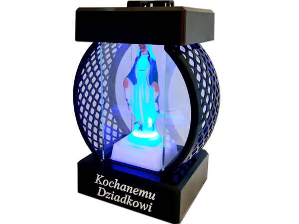 DZIADEK DZIADKOWI SR ZNICZ LAMPION KOŁO RTN GŁADKI CZARNY+FIGURKA LED