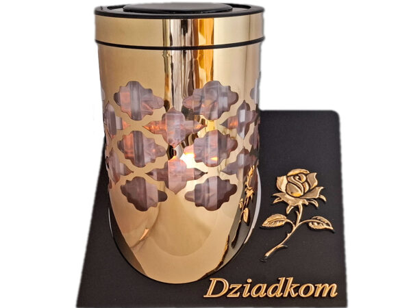 DZIADKOM DZIADKI ZNICZ LAMPION SOLARNY SOLAR FOTOWOLTAICZNY TUBA RÓŻA ZŁOTO