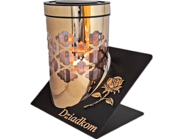 DZIADKOM DZIADKI ZNICZ LAMPION SOLARNY SOLAR FOTOWOLTAICZNY TUBA RÓŻA ZŁOTO