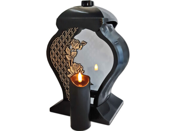 ZNICZ ZNICZE LAMPION LAMPIONY NA GRÓB FAR RÓŻA ZŁOTO+ŚWIECA LED CZARNA