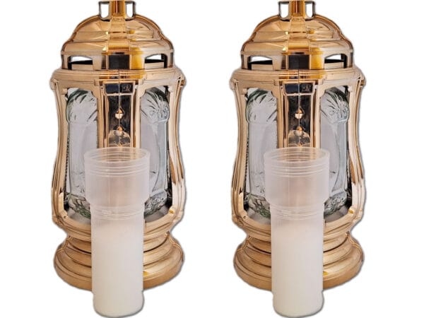 ZNICZ ZNICZE LAMPION NA GRÓB ZESTAW 2 SZTUKI FLM METALIZA ZŁOTO +WKŁAD