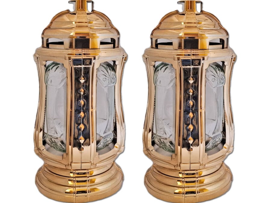 ZNICZ ZNICZE LAMPION NA GRÓB ZESTAW 2 SZTUKI FLM METALIZA ZŁOTO +WKŁAD