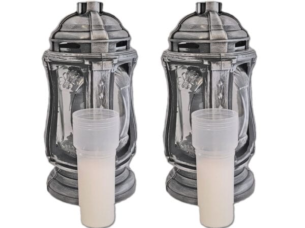 ZNICZ ZNICZE LAMPION NA GRÓB ZESTAW 2 SZTUKI FLM SREBRO+WKŁAD