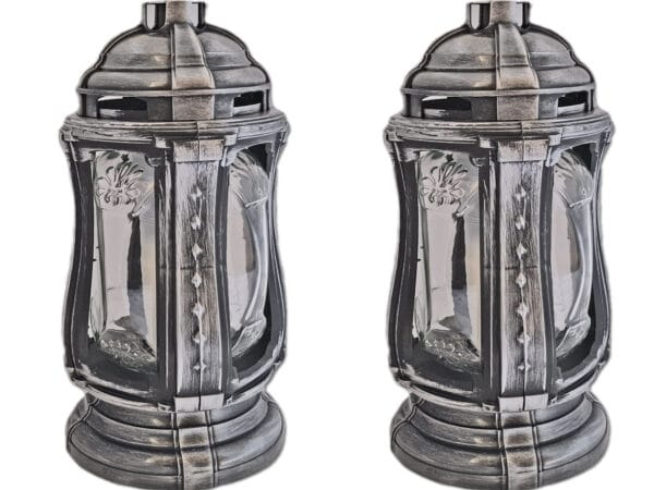 ZNICZ ZNICZE LAMPION NA GRÓB ZESTAW 2 SZTUKI FLM SREBRO+WKŁAD