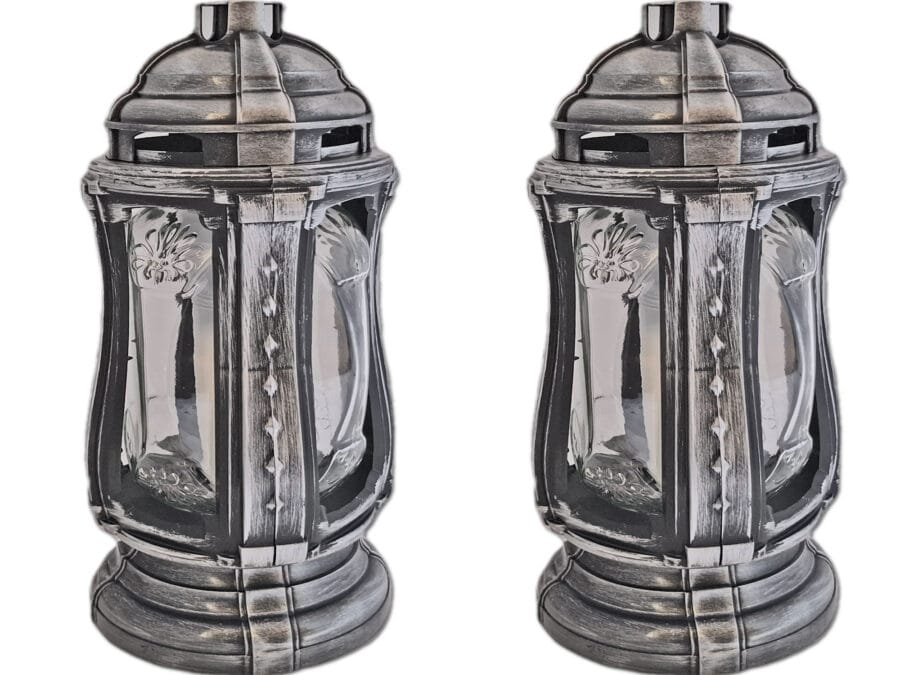 ZNICZ ZNICZE LAMPION NA GRÓB ZESTAW 2 SZTUKI FLM SREBRO+WKŁAD