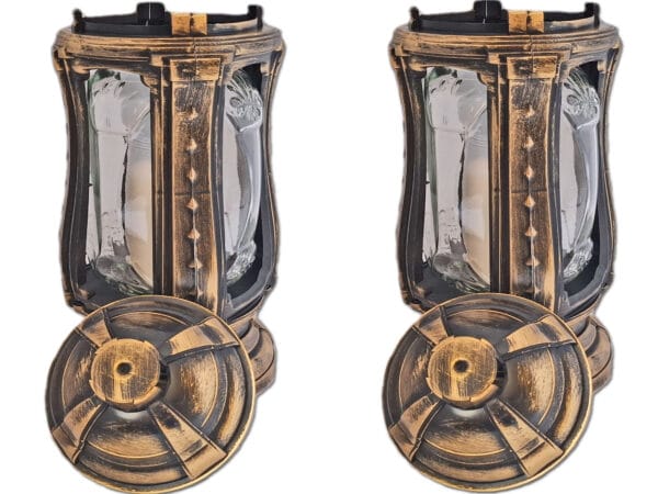 ZNICZ ZNICZE LAMPION NA GRÓB ZESTAW 2 SZTUKI FLM ZŁOTO +WKŁAD