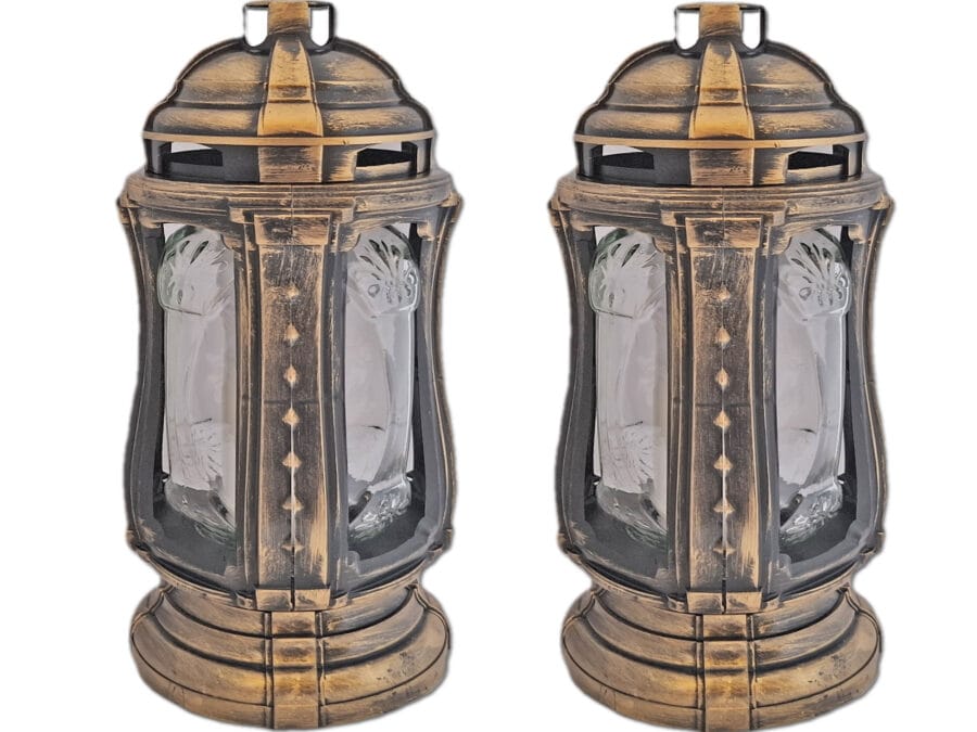 ZNICZ ZNICZE LAMPION NA GRÓB ZESTAW 2 SZTUKI FLM ZŁOTO +WKŁAD