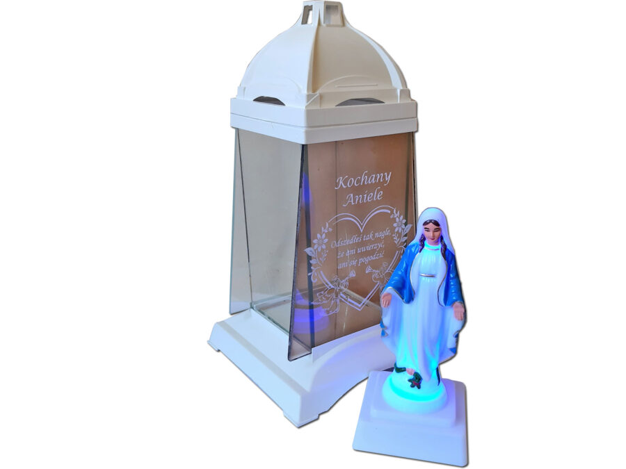 ZNICZ LAMPION KPL3 BIAŁY+FIGURKA LED