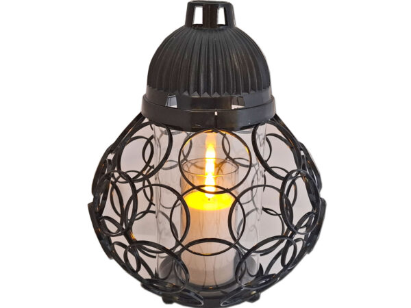golden-czar-sw-szkl1.jpg ZNICZ LAMPION NA GRÓB KULA KÓŁKA CZARNY+ŚWIECA LED