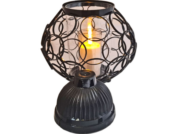 golden-czar-sw-szkl2.jpg ZNICZ LAMPION NA GRÓB KULA KÓŁKA CZARNY+ŚWIECA LED