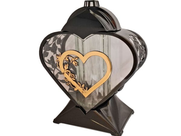 ZNICZ ZNICZE LAMPION NA GRÓB SERCE ZŁOTO AŻUR CZARNY