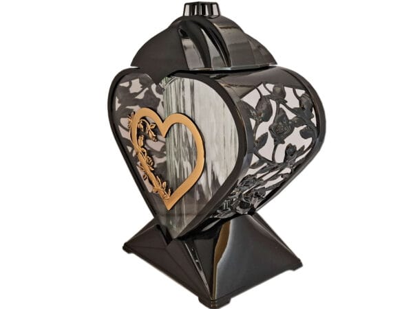 ZNICZ ZNICZE LAMPION NA GRÓB SERCE ZŁOTO AŻUR CZARNY