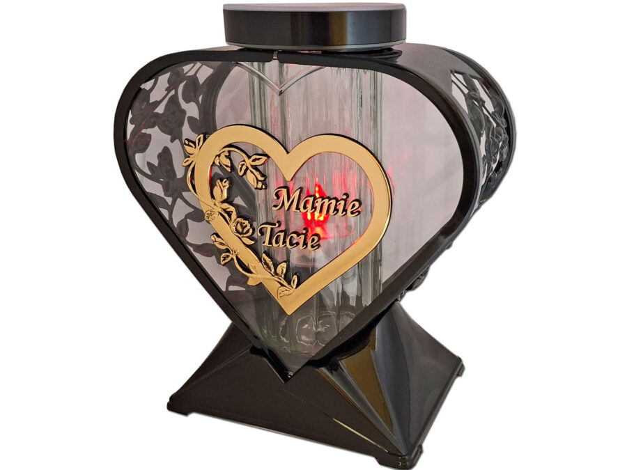 MAMA TATA ZNICZ LAMPION SERCE RÓŻA ZŁOTO NA GRÓB SOLARNY FOTOWOLTAICZNY