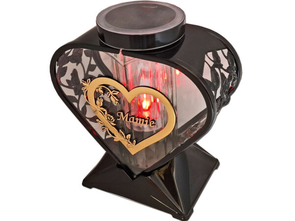 MAMA MAMIE ZNICZ LAMPION SERCE RÓŻA ZŁOTO NA GRÓB SOLARNY FOTOWOLTAICZNY
