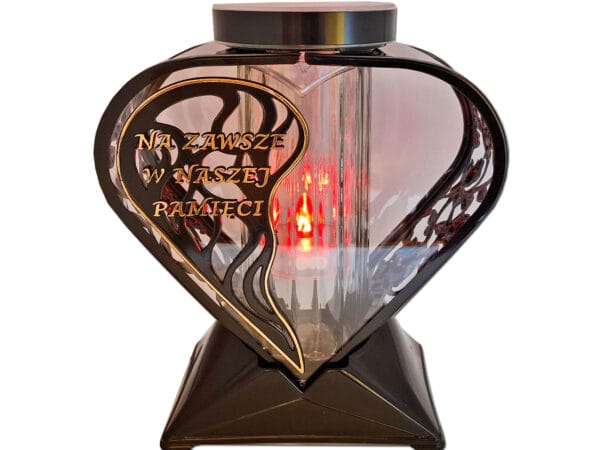 ZNICZ LAMPION SERCE RÓŻA NA ZAWSZE ZŁOTO NA GRÓB SOLARNY FOTOWOLTAICZNY