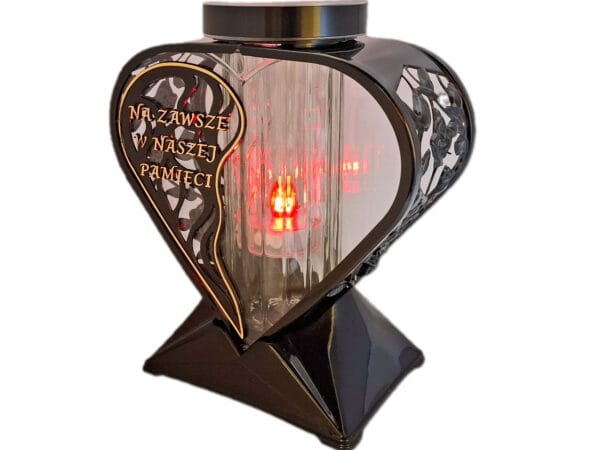 ZNICZ LAMPION SERCE RÓŻA NA ZAWSZE ZŁOTO NA GRÓB SOLARNY FOTOWOLTAICZNY