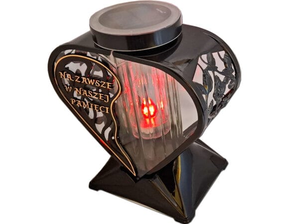 ZNICZ LAMPION SERCE RÓŻA NA ZAWSZE ZŁOTO NA GRÓB SOLARNY FOTOWOLTAICZNY