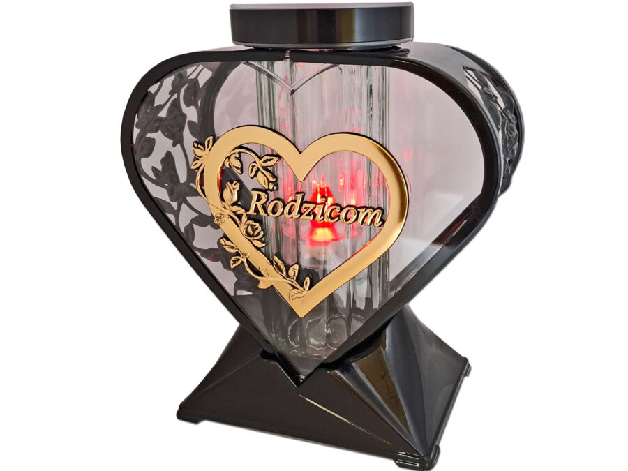 RODZICE RODZICOM ZNICZ LAMPION SERCE RÓŻA ZŁOTO NA GRÓB SOLARNY FOTOWOLTAICZNY