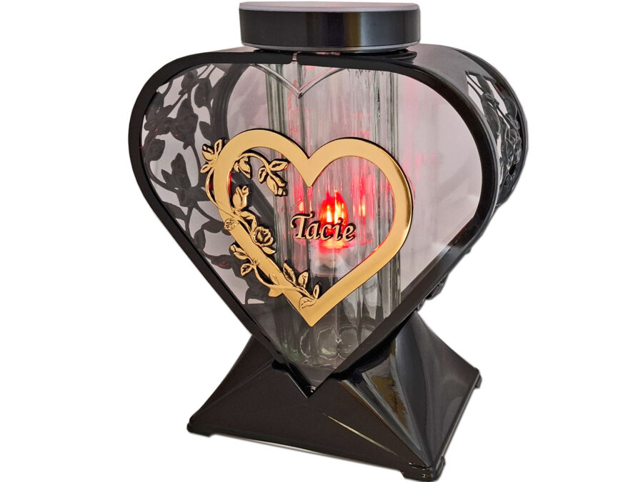 TATA TACIE ZNICZ LAMPION SERCE RÓŻA ZŁOTO NA GRÓB SOLARNY FOTOWOLTAICZNY