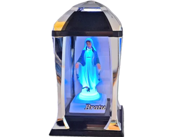 BRAT BRATU ZNICZ ZNICZE LAMPION LATARNIA NA GRÓB KPL SREBRO+FIGURKA LED