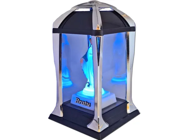 BRAT BRATU ZNICZ ZNICZE LAMPION LATARNIA NA GRÓB KPL SREBRO+FIGURKA LED