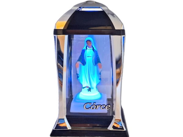CÓRKA CÓRCE ZNICZ ZNICZE LAMPION LATARNIA NA GRÓB KPL SREBRO+FIGURKA LED