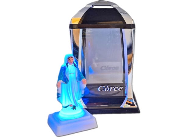 CÓRKA CÓRCE ZNICZ ZNICZE LAMPION LATARNIA NA GRÓB KPL SREBRO+FIGURKA LED