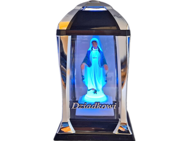 DZIADEK DZIADKOWI ZNICZ LAMPION LATARNIA NA GRÓB KPL SREBRO+FIGURKA LED