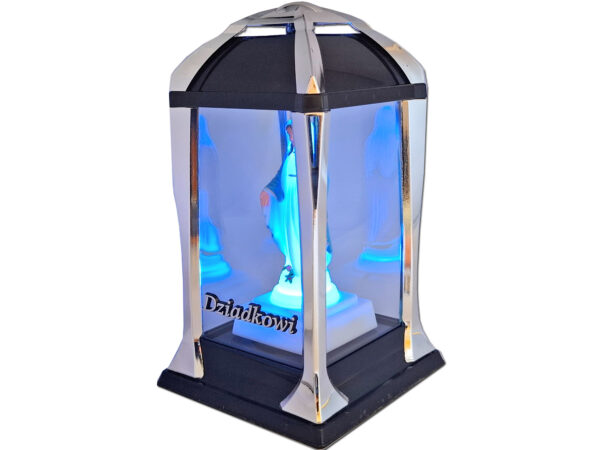 DZIADEK DZIADKOWI ZNICZ LAMPION LATARNIA NA GRÓB KPL SREBRO+FIGURKA LED