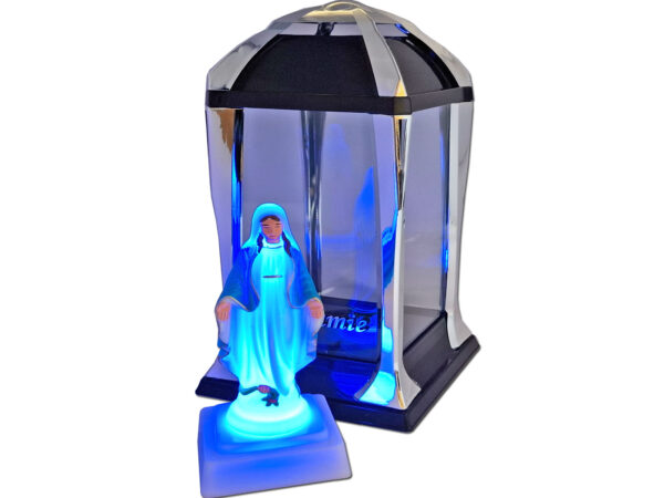 MAMA MAMIE ZNICZ ZNICZE LAMPION LATARNIA NA GRÓB KPL SREBRO+FIGURKA LED