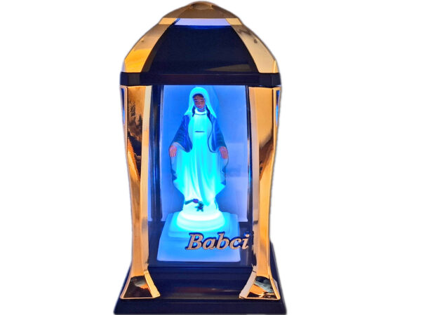 BABCIA BABCI ZNICZ ZNICZE LAMPION LATARNIA NA GRÓB KPL ZŁOTO+FIGURKA LED