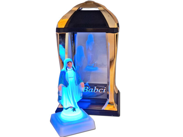 BABCIA BABCI ZNICZ ZNICZE LAMPION LATARNIA NA GRÓB KPL ZŁOTO+FIGURKA LED