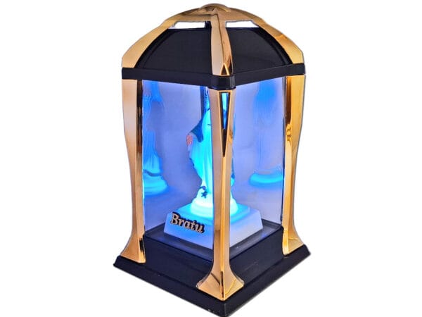 BRAT BRATU ZNICZ ZNICZE LAMPION LATARNIA NA GRÓB KPL ZŁOTO+FIGURKA LED