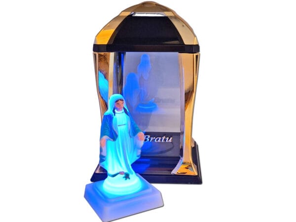 BRAT BRATU ZNICZ ZNICZE LAMPION LATARNIA NA GRÓB KPL ZŁOTO+FIGURKA LED