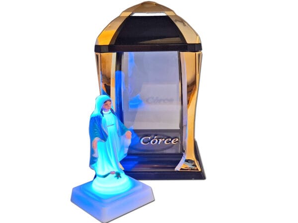 CÓRKA CÓRCE ZNICZ ZNICZE LAMPION LATARNIA NA GRÓB KPL ZŁOTO+FIGURKA LED