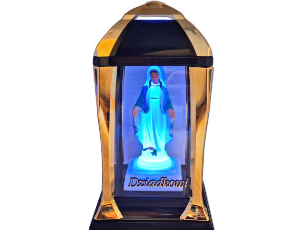 DZIADEK DZIADKOWI ZNICZ LAMPION LATARNIA NA GRÓB KPL ZŁOTO+FIGURKA LED