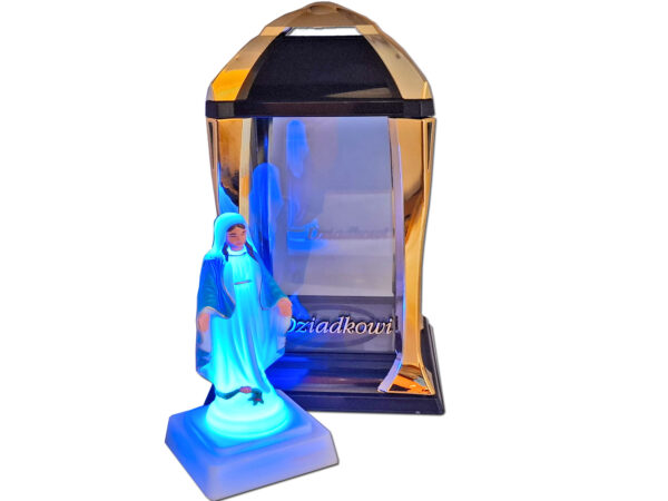 DZIADEK DZIADKOWI ZNICZ LAMPION LATARNIA NA GRÓB KPL ZŁOTO+FIGURKA LED